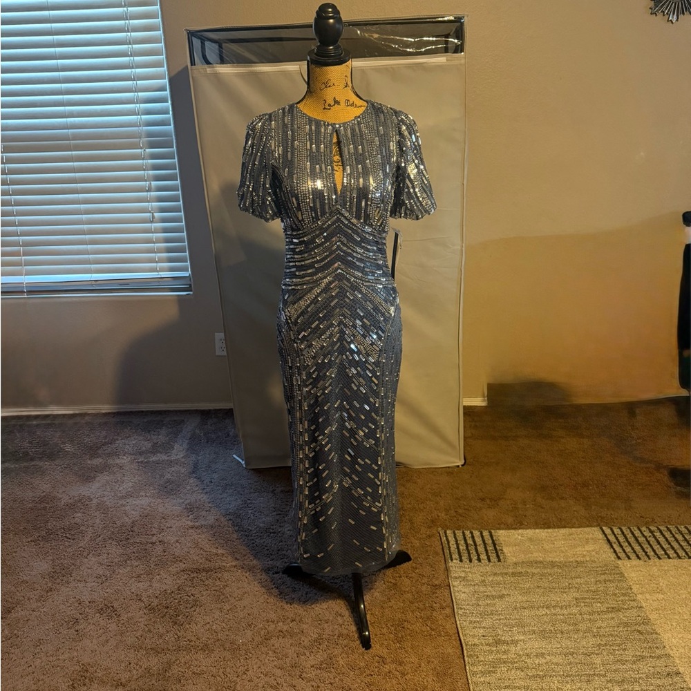 Elegant Silver Sequin Dress